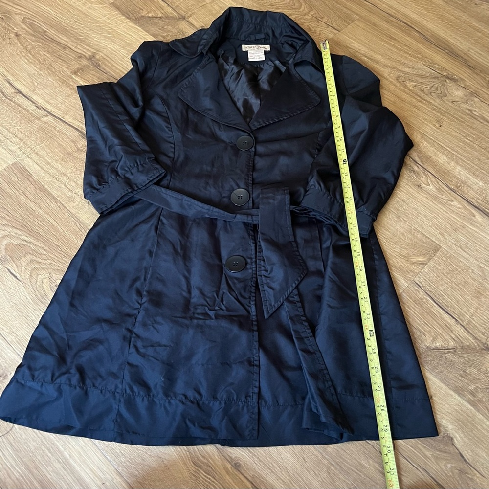 2000s Paris Blues Classic Black Lightweight Trench Coat | 3/4 Sleeve size M - Picture 6 of 7
